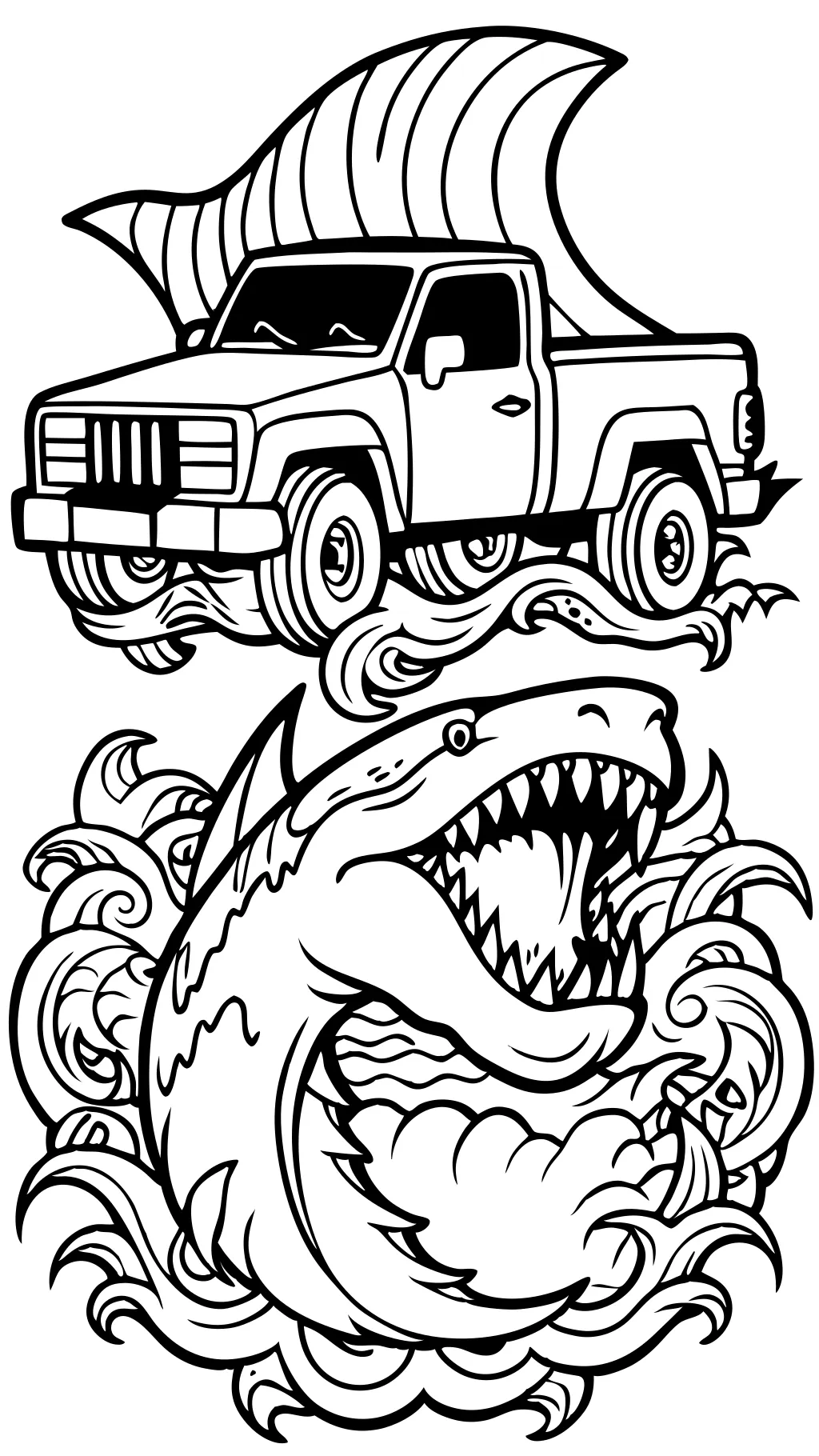 coloriage de camion Megalodon Monster